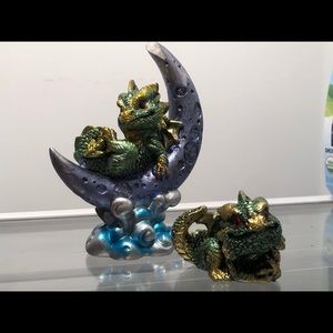 antique dragon and moon set